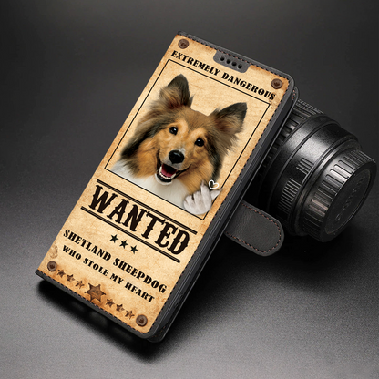 Heart Thief Shetland Sheepdog - Étui portefeuille pour téléphone inspiré de l'amour V1