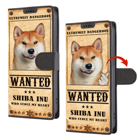 Heart Thief Shiba Inu - Étui de téléphone portefeuille inspiré de l'amour V1