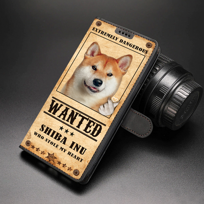 Heart Thief Shiba Inu - Étui de téléphone portefeuille inspiré de l'amour V1