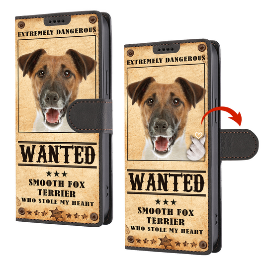Heart Thief Smooth Fox Terrier - Étui de téléphone portefeuille inspiré de l'amour V1