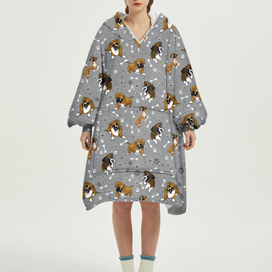 Hello Winter - Boxer Fleece Blanket Hoodie V4