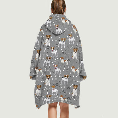Hello Winter - Jack Russell Terrier Fleece Blanket Hoodie V1