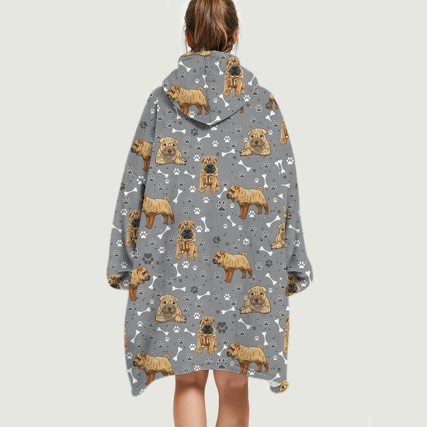 Hello Winter - Shar Pei Fleece Blanket Hoodie V2