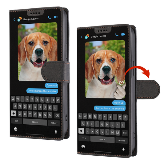 Message caché de Beagle - Étui portefeuille ludique pour téléphone V1