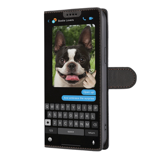 Versteckte Botschaft des Boston Terriers - Verspielte Brieftaschen-Telefonhülle V1