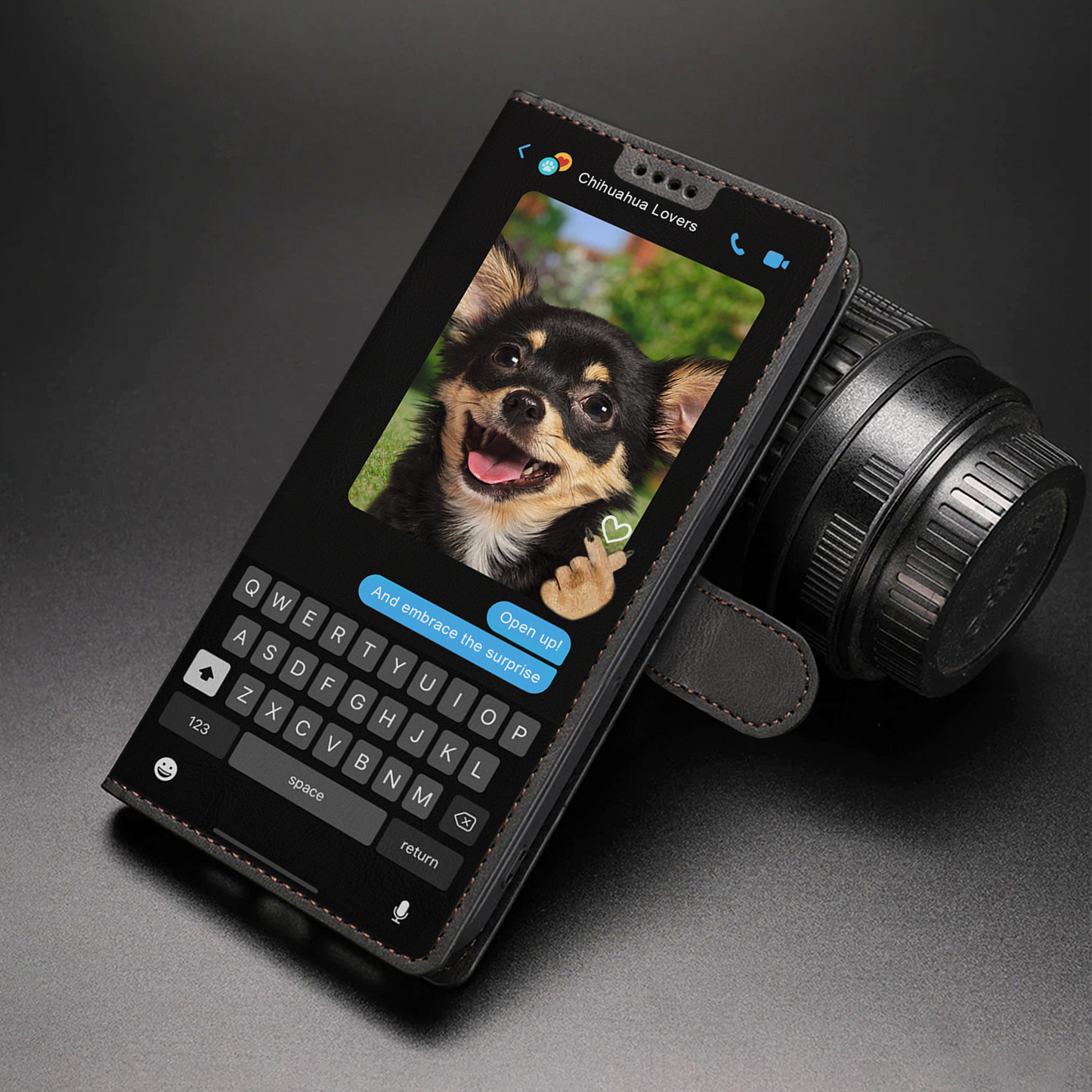 Versteckte Botschaft des Chihuahuas - Verspielte Brieftaschen-Telefonhülle V1
