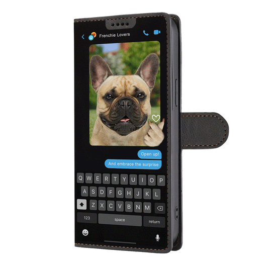 Versteckte Botschaft der französischen Bulldogge - Verspielte Brieftaschen-Telefonhülle V1