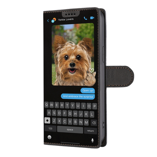 Message caché du Yorkshire Terrier - Étui portefeuille ludique pour téléphone V2