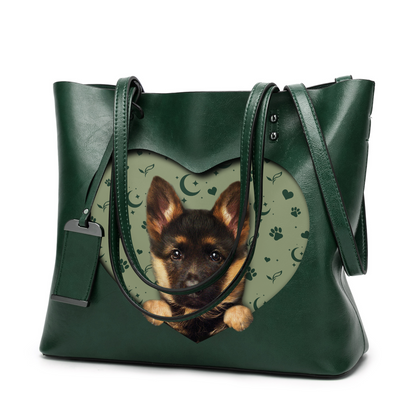 Ich weiß, ich bin süß – Deutscher Schäferhund Glamour Handtasche V1