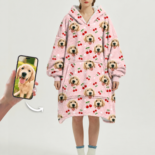 Ich liebe Kirschen – personalisierter Decken-Hoodie mit dem Foto Ihres Haustieres