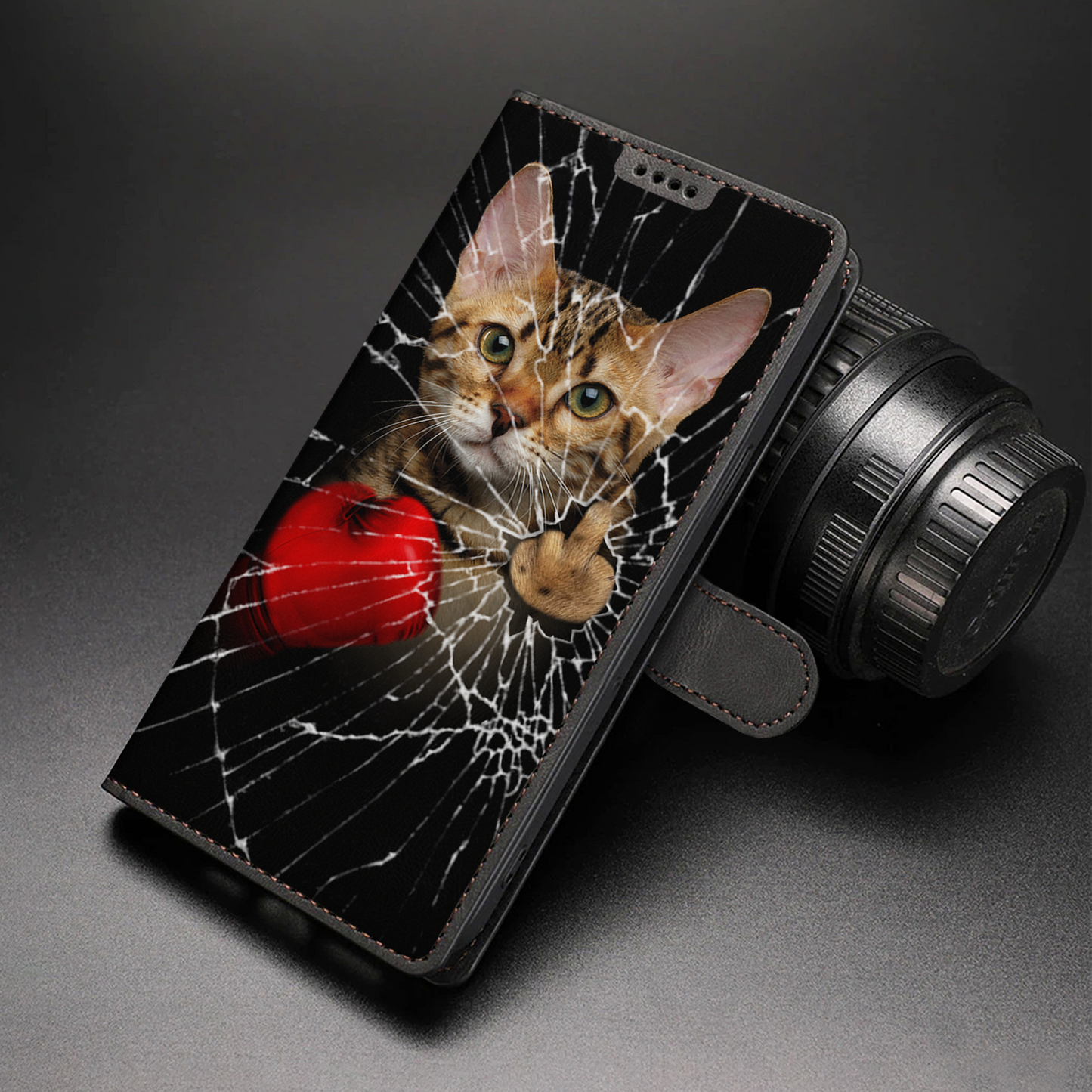 Knock You Out, Bengal Cat - Wallet Phone Case V1