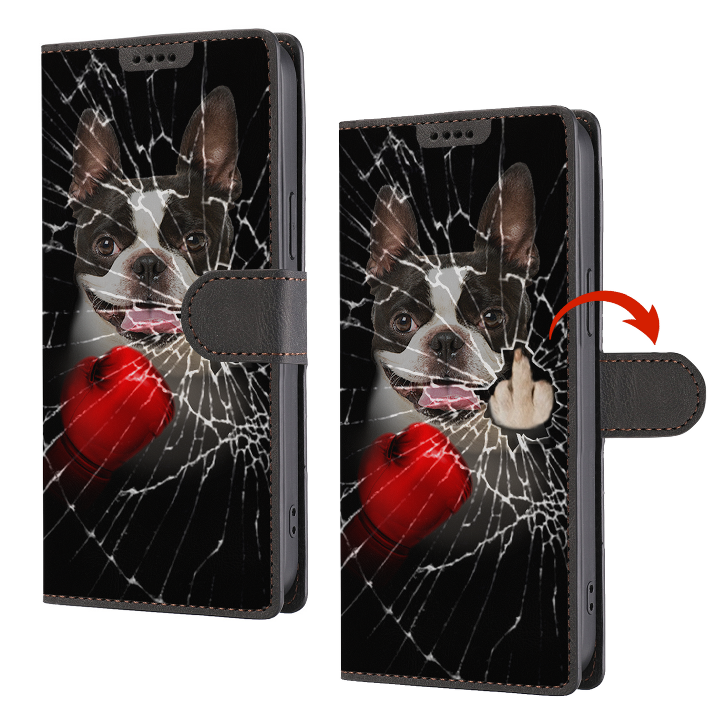 Knock You Out, Boston Terrier - Brieftaschen-Telefonhülle V1