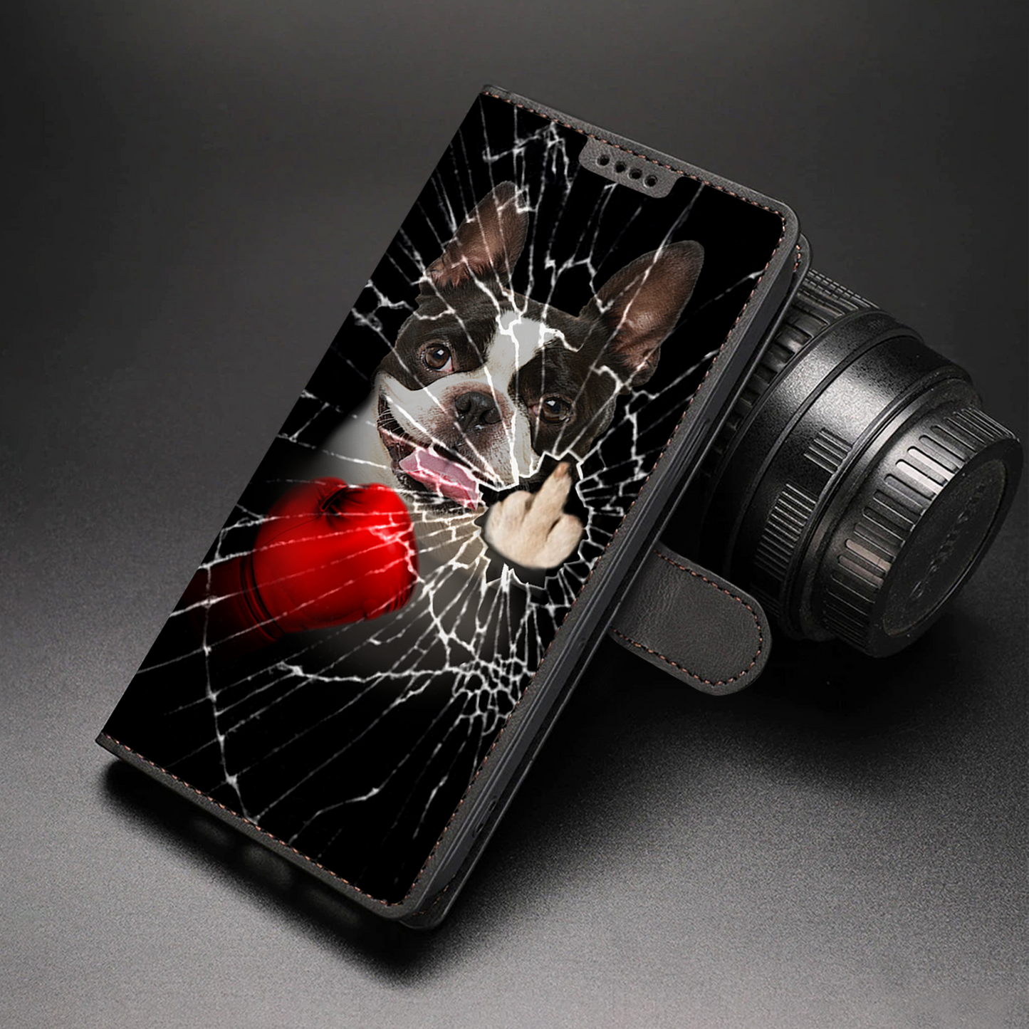 Knock You Out, Boston Terrier - Brieftaschen-Telefonhülle V1