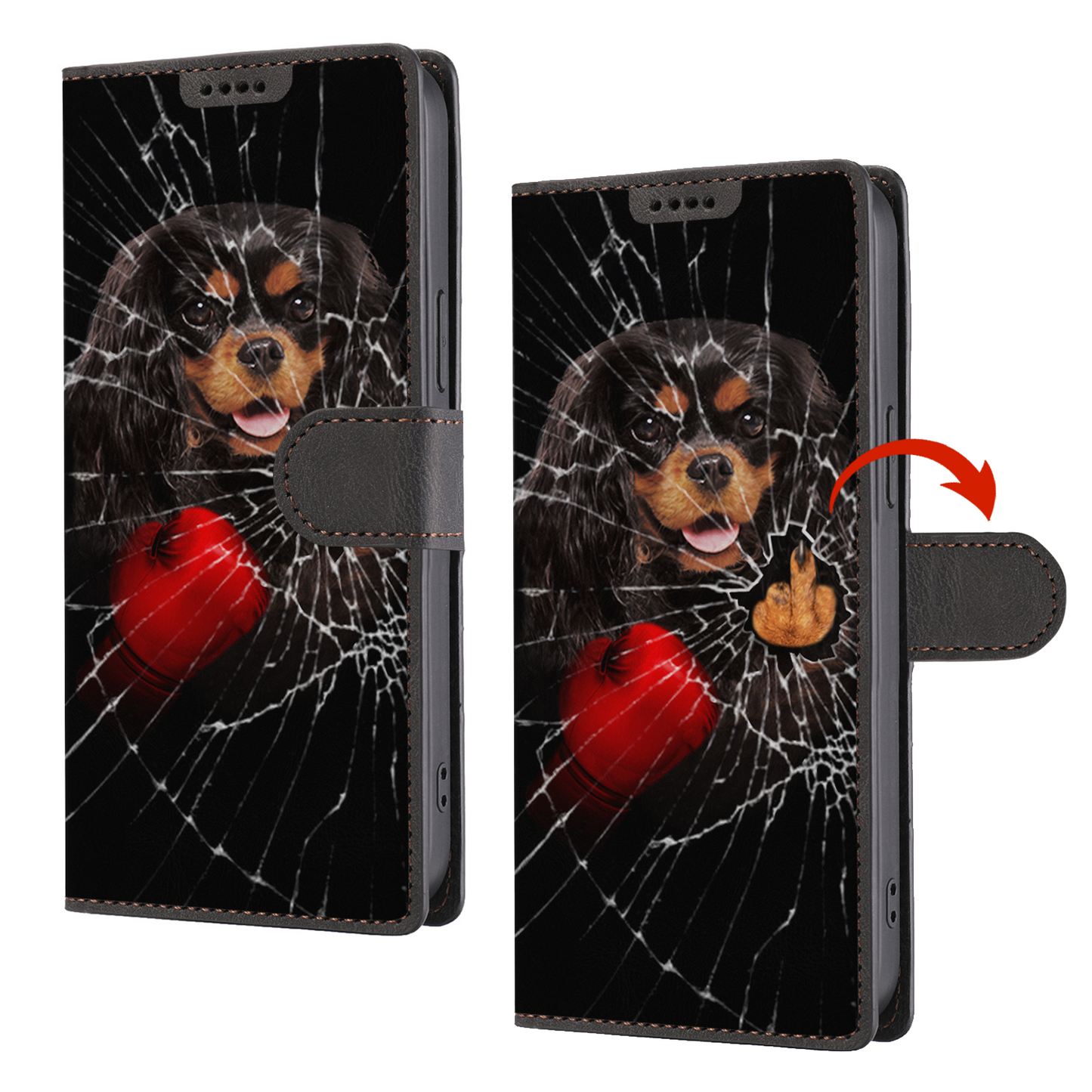 Knock You Out, Cavalier King Charles Spaniel - Étui portefeuille pour téléphone V3