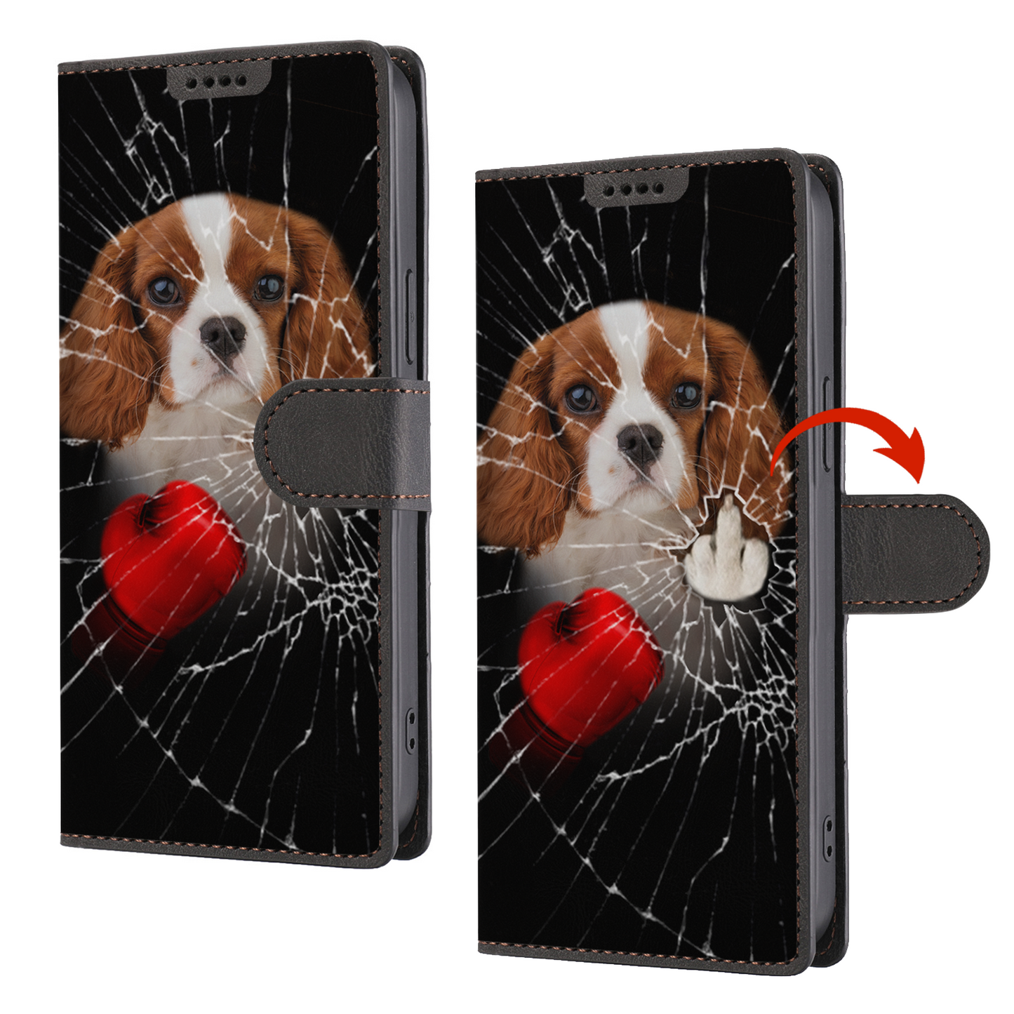 Knock You Out, Cavalier King Charles Spaniel - Étui portefeuille pour téléphone V4