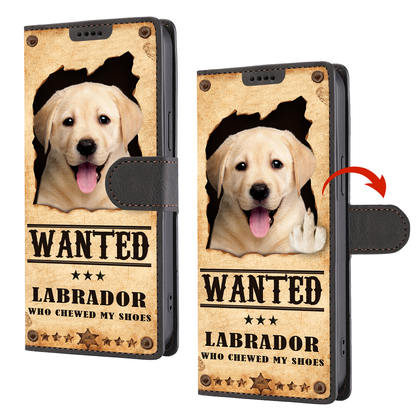 Labrador Wanted - Étui portefeuille amusant pour téléphone V1