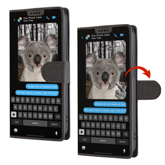 Message Of Koalas - Étui portefeuille pour téléphone inspiré de l'amour