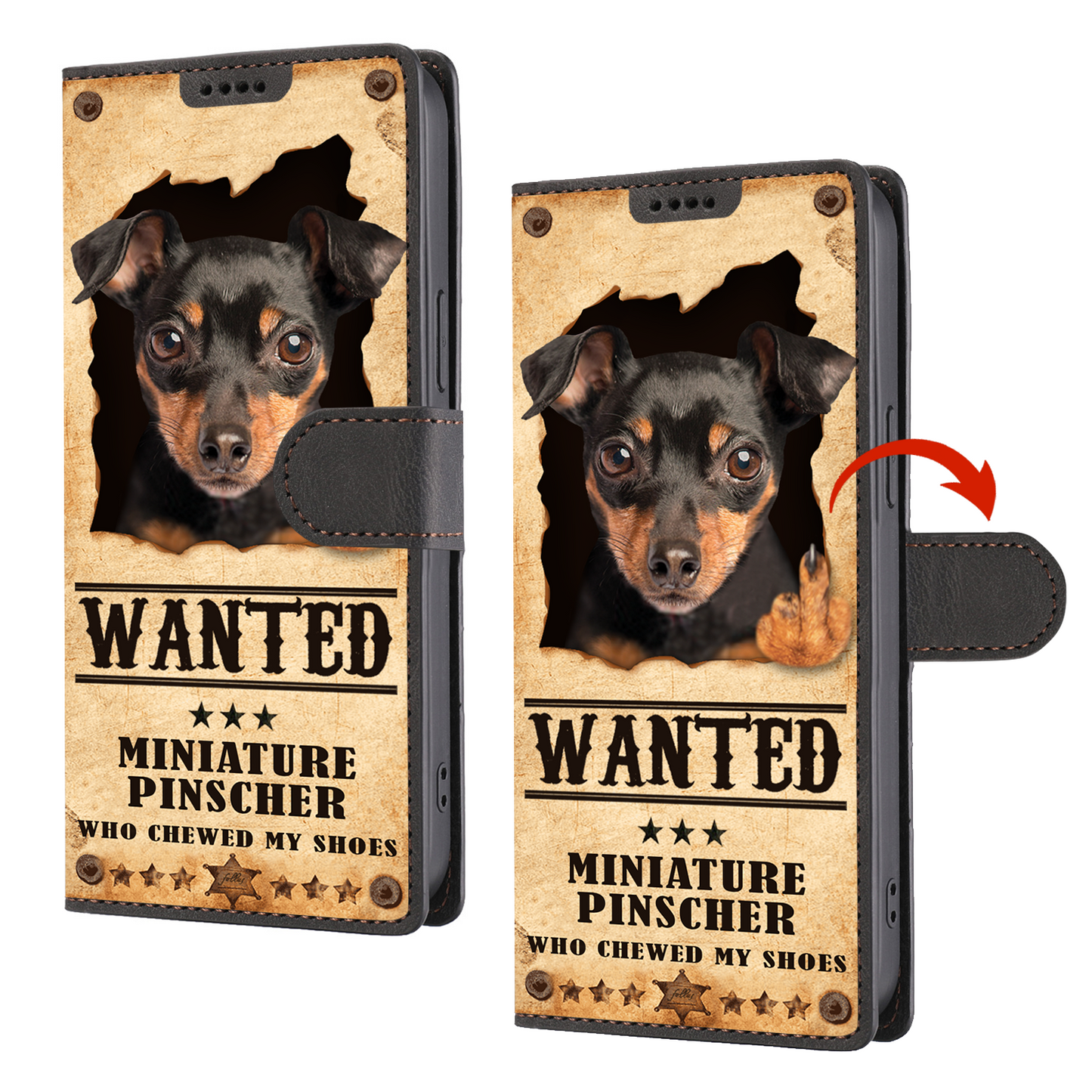 Miniature Pinscher Wanted - Fun Wallet Phone Case V1