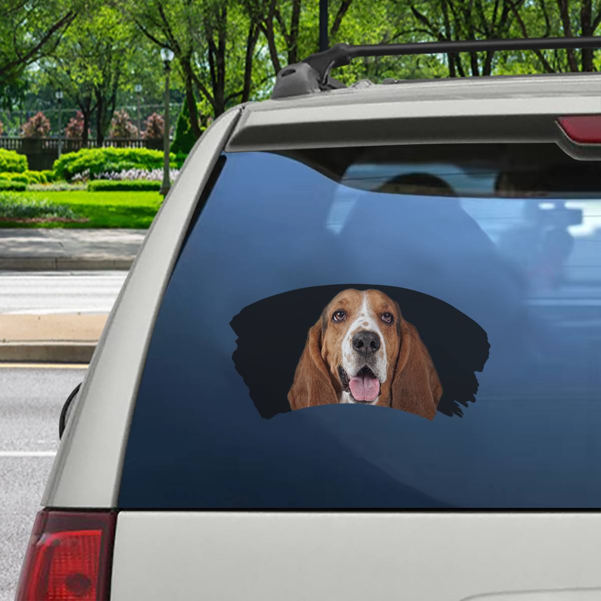 Misty Morning - Basset Hound Window Car Decal V1