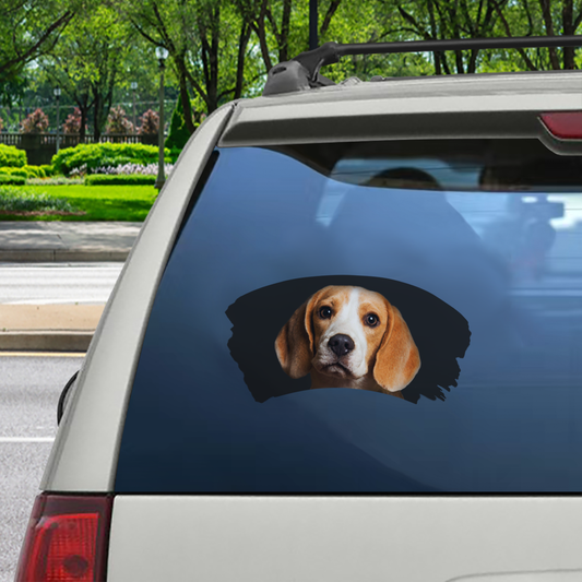 Misty Morning – Beagle Fenster-Autoaufkleber V1