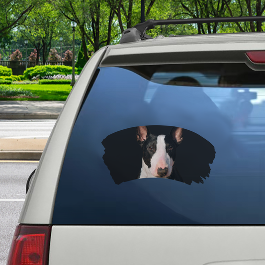 Misty Morning - Autocollant de voiture pour fenêtre Bull Terrier V2