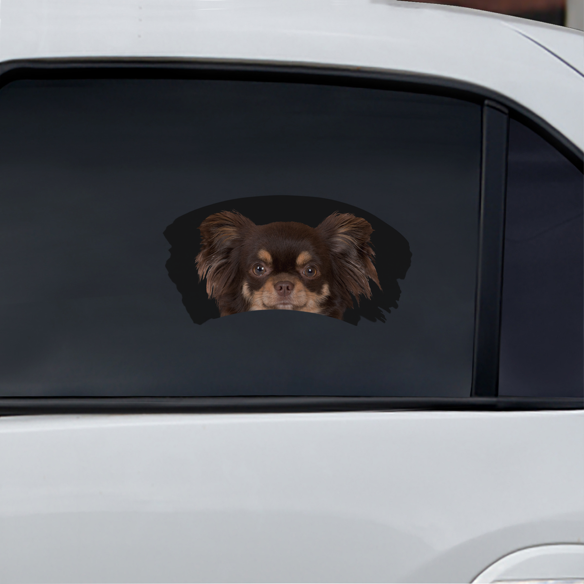 Misty Morning - Autocollant de voiture pour fenêtre Chihuahua V2