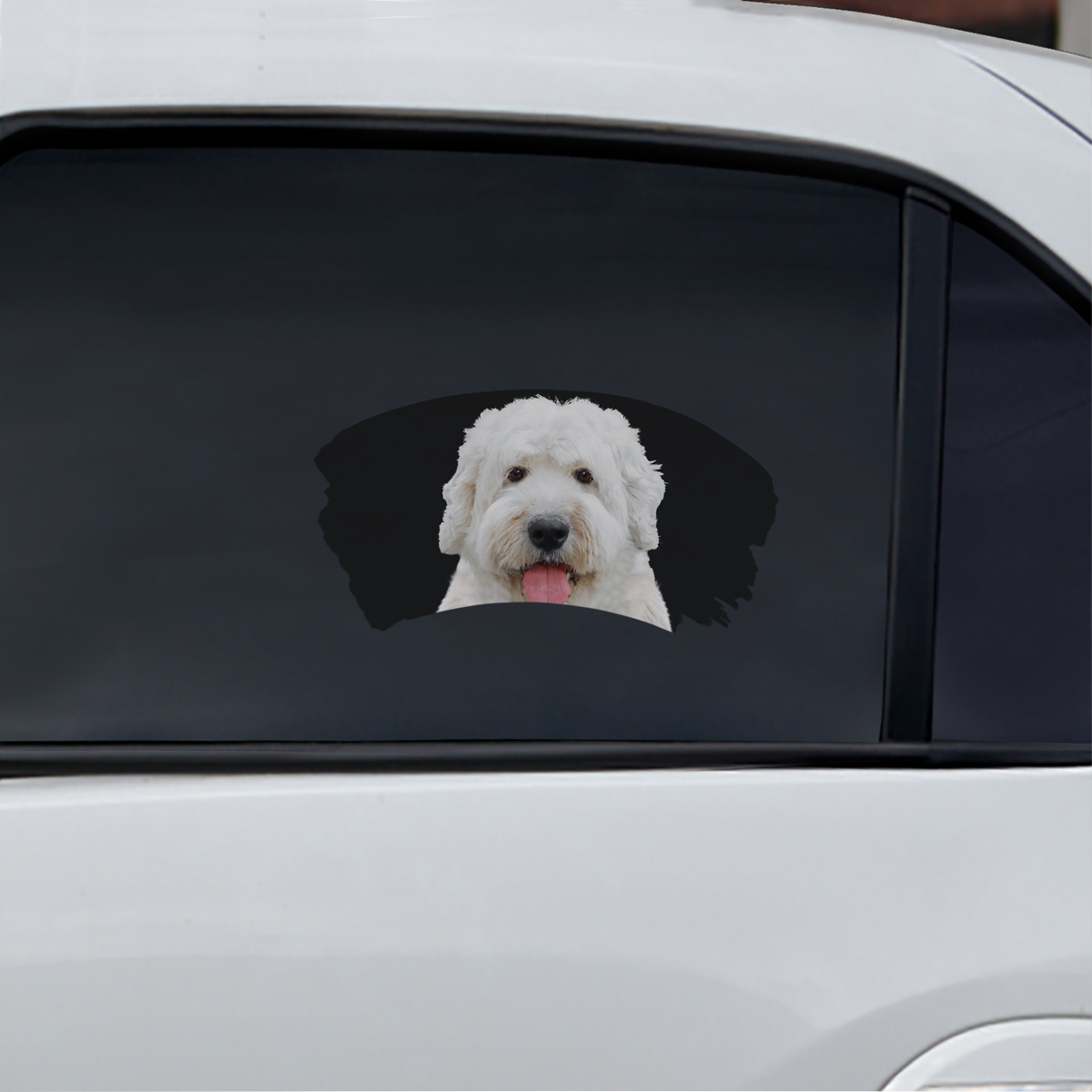 Misty Morning – Old English Sheepdog Fenster-Autoaufkleber V1