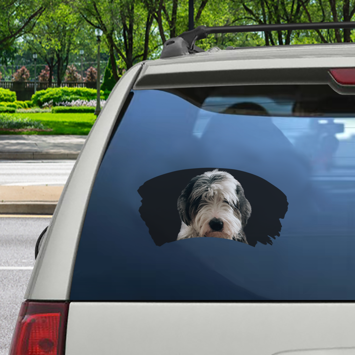 Misty Morning - Old English Sheepdog Window Car Decal V2