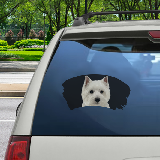 Misty Morning – West Highland White Terrier Fenster-Autoaufkleber V1