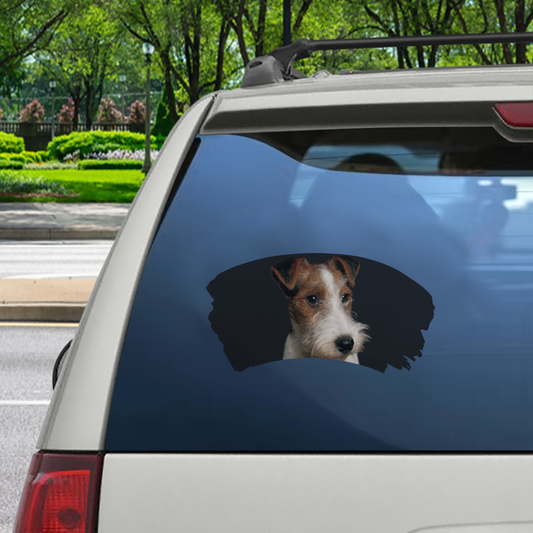 Misty Morning - Décalcomanie de voiture pour fenêtre Wire Fox Terrier V1