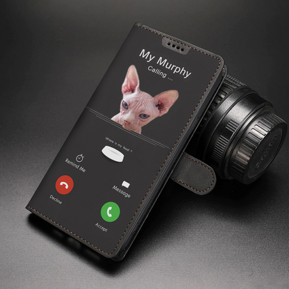 My Cat Is Calling - Personalized Wallet Case With Your Pet's Photo