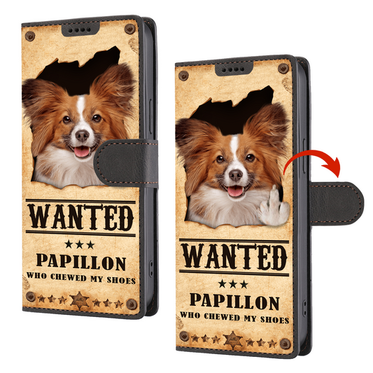 Papillon Wanted - Lustige Handyhülle mit Geldbörse V1
