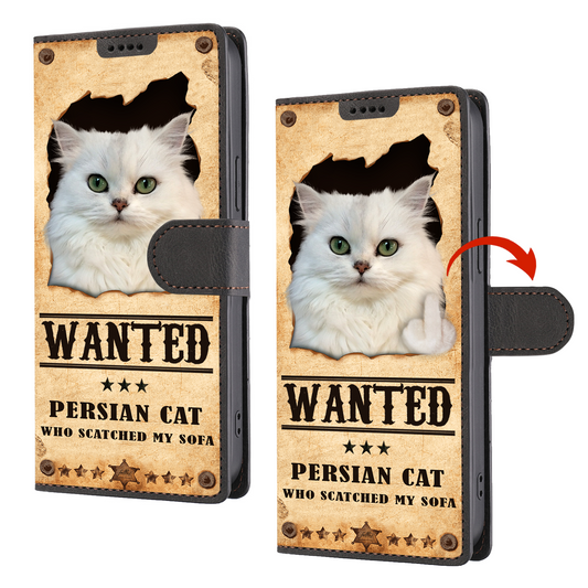 Persian Cat Wanted - Fun Wallet Phone Case V1