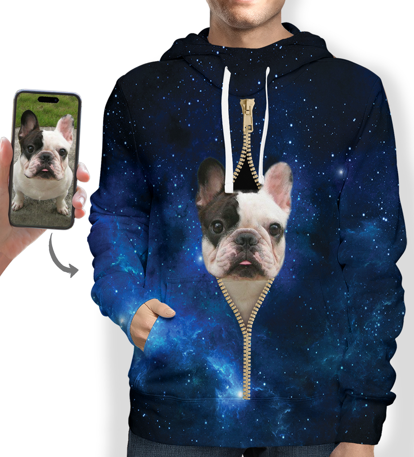 Personalisierter Galaxy-Hoodie mit dem Foto Ihres Haustieres