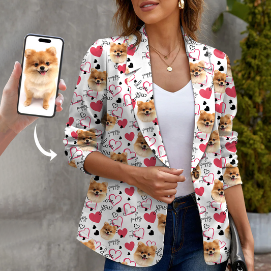 Personalized Women's Cute Printed Blazer With Your Pet's Photo