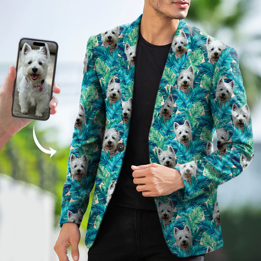 Personalized Men's Hawaiian Blazer With Your Pet's Photo V2