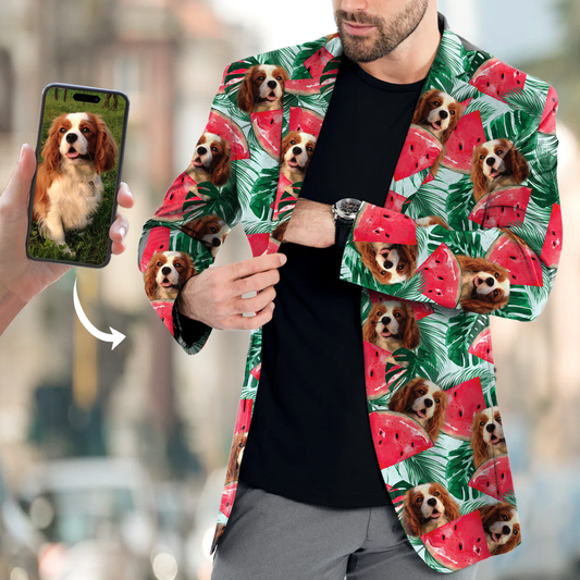 Personalized Men's Hawaiian Blazer With Your Pet's Photo V3
