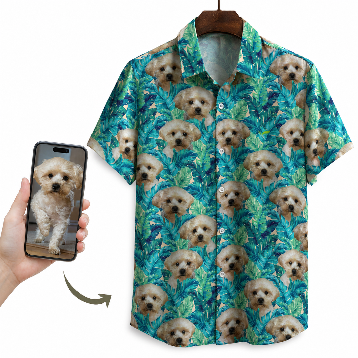 Chemise hawaïenne personnalisée avec la photo de votre animal V3