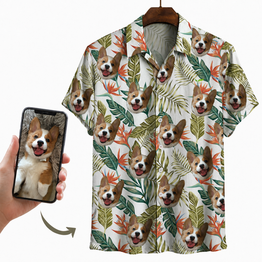 Chemise hawaïenne personnalisée avec la photo de votre animal V1