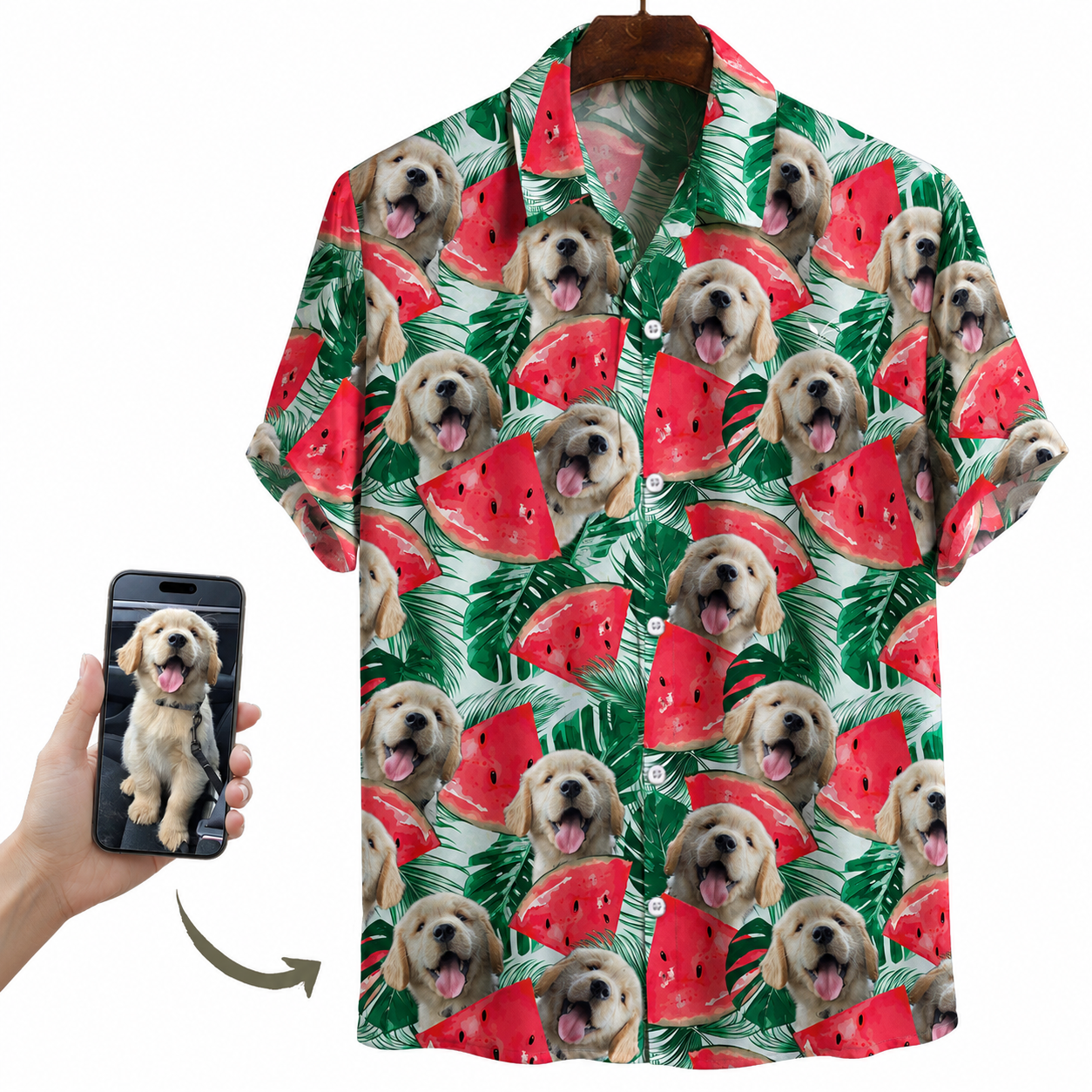 Chemise hawaïenne personnalisée avec la photo de votre animal