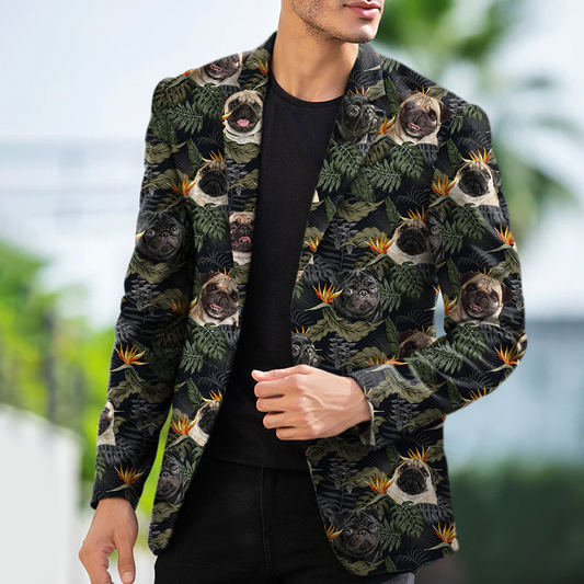 Pug Men's Black Tropical Hawaiian Blazer