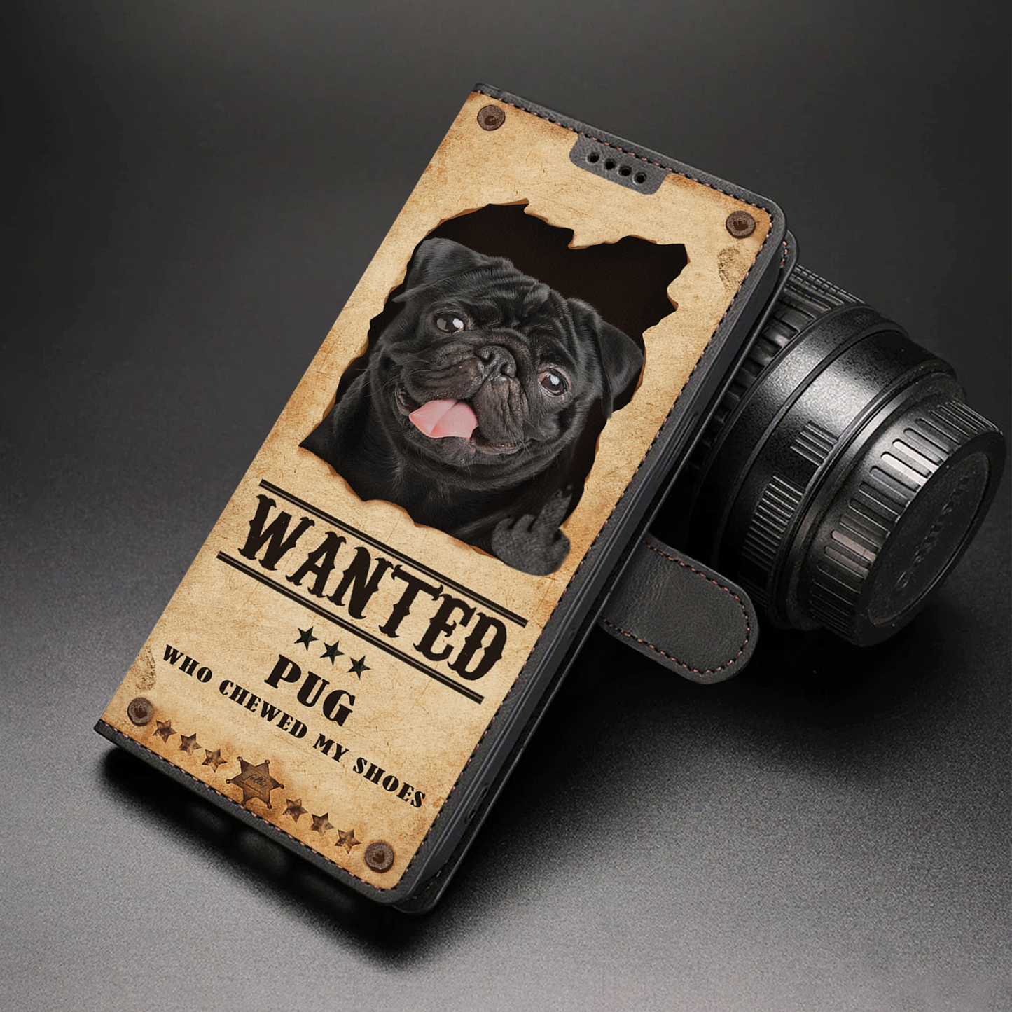 Pug Wanted - Fun Wallet Phone Case V2