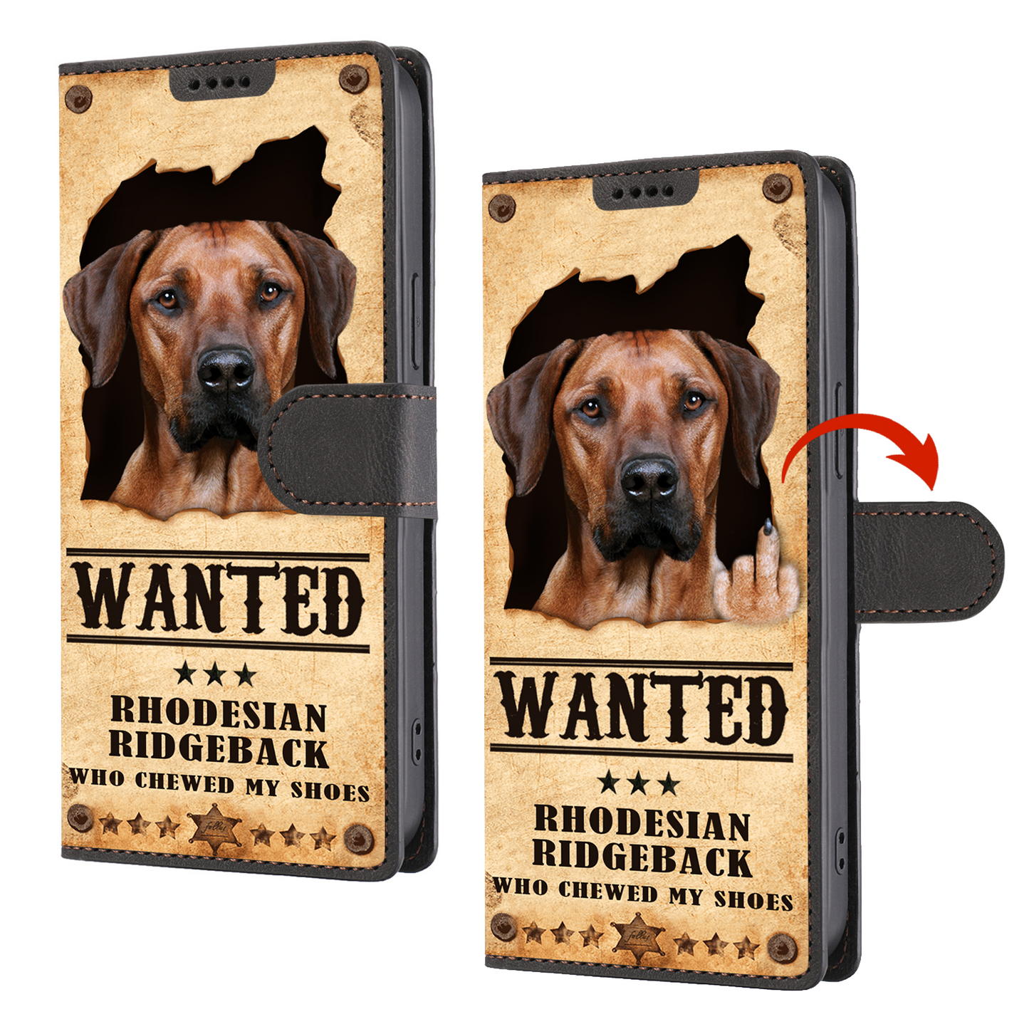 Rhodesian Ridgeback Wanted - Lustige Handyhülle mit Geldbörse V1