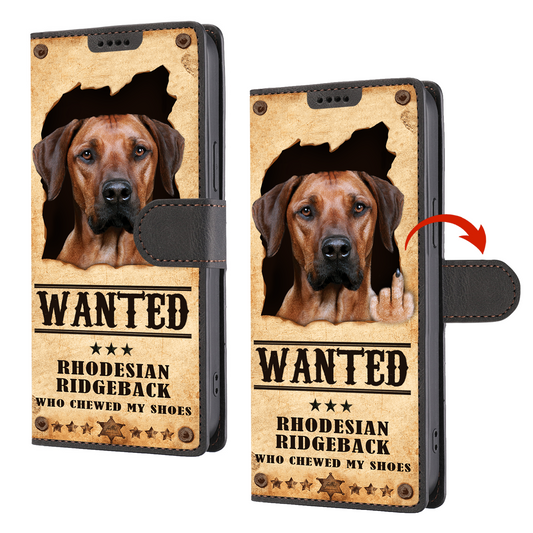 Rhodesian Ridgeback Wanted - Étui portefeuille amusant pour téléphone V1