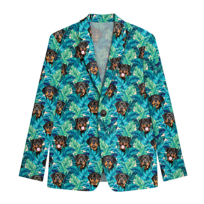 Rottweiler Men's Blue Leaves Hawaiian Blazer