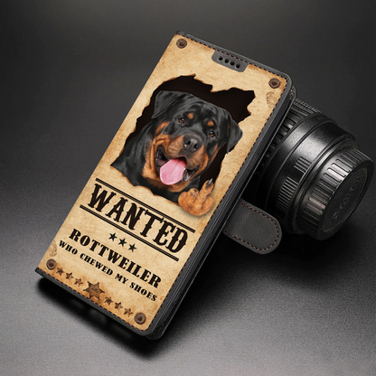 Rottweiler Wanted - Étui portefeuille amusant pour téléphone V1