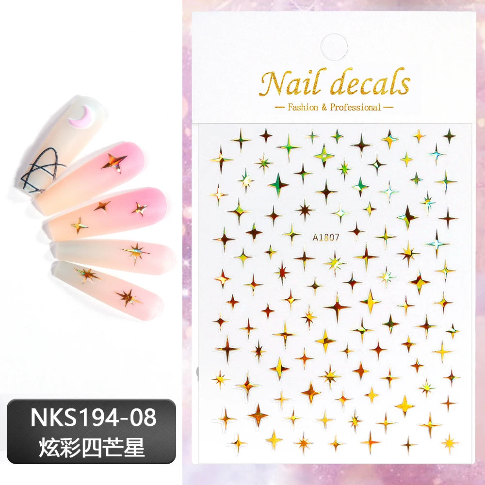 1Pc Silver Gold Lines Stripe Nail Sticker Decals Metal Strip Luxury Nails Slider 3D Self Adhesive Design Nail Art Stickers Paper