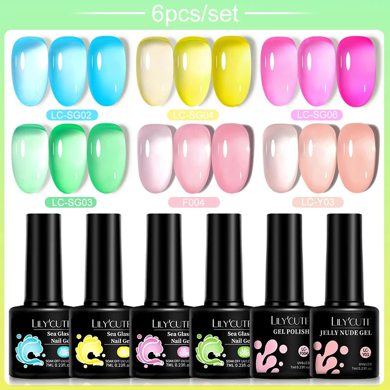 LILYCUTE 6Pcs/Set Gel Nail Polish Popular Colors In Autumn Semi Permanent Soak Off UV LED Nail Art Gels Nail Gel Polish