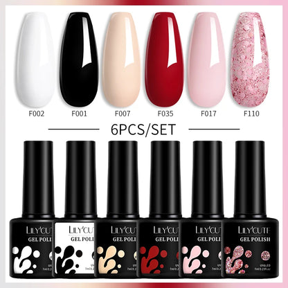 LILYCUTE 6Pcs/Set Gel Nail Polish Popular Colors In Autumn Semi Permanent Soak Off UV LED Nail Art Gels Nail Gel Polish