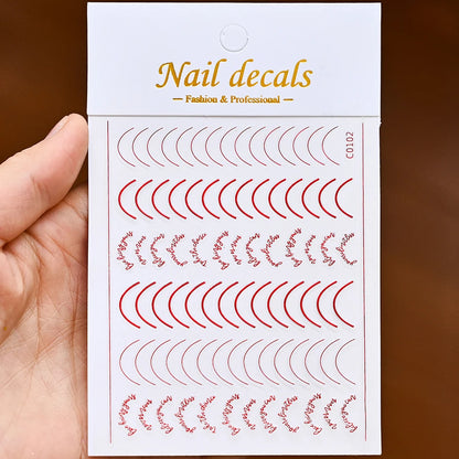 1Pc Silver Gold Lines Stripe Nail Sticker Decals Metal Strip Luxury Nails Slider 3D Self Adhesive Design Nail Art Stickers Paper